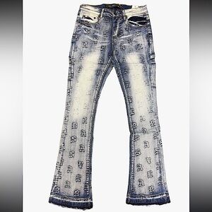 “Kaid “ Light Wash Stacked Flare Jeans